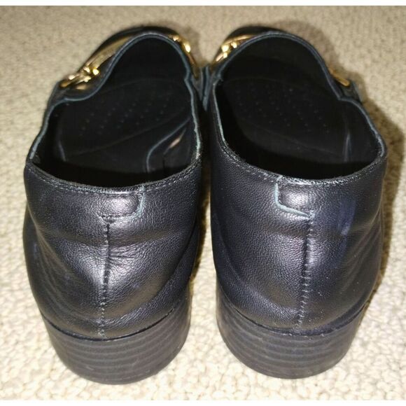 Women's Clarks Pure Block Black Leather Embellished Block Heel Loafers (Size 7) - Picture 3 of 8